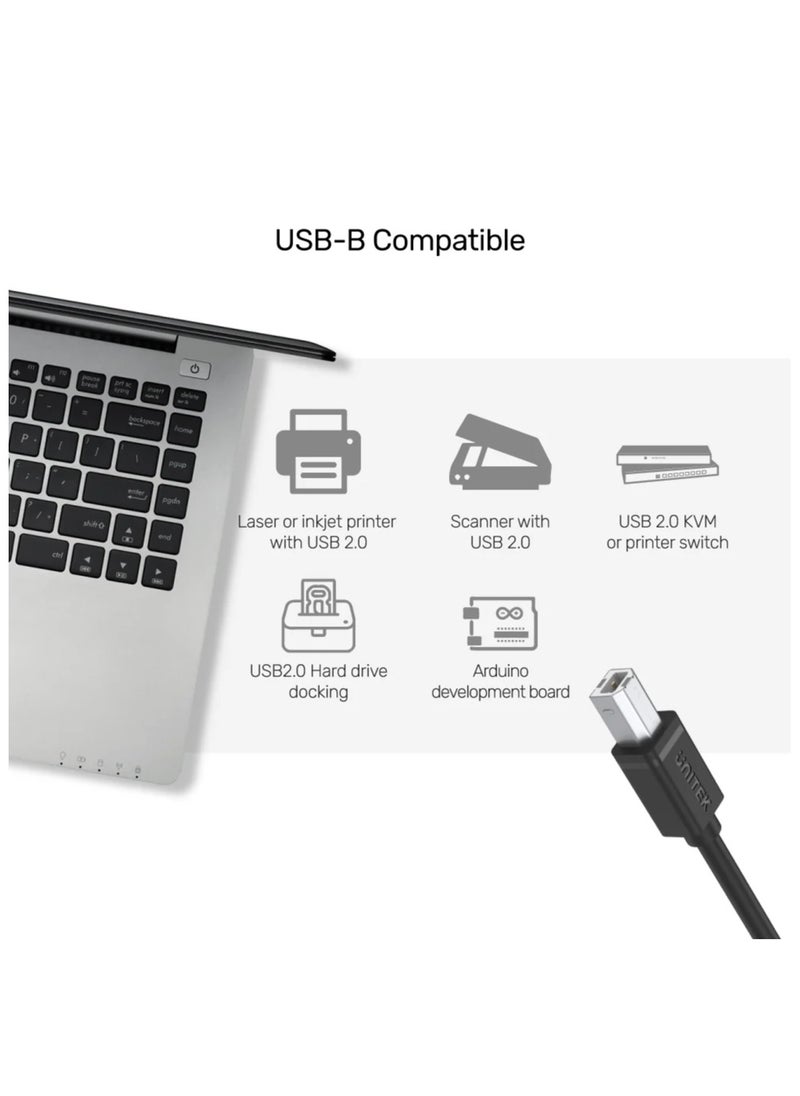 UNITEK Unitek USB-A 2.0 to USB-B Cable Applicable to USB-B devices (e.g. Printer, Hard Drive Enclosure)  - Image 3