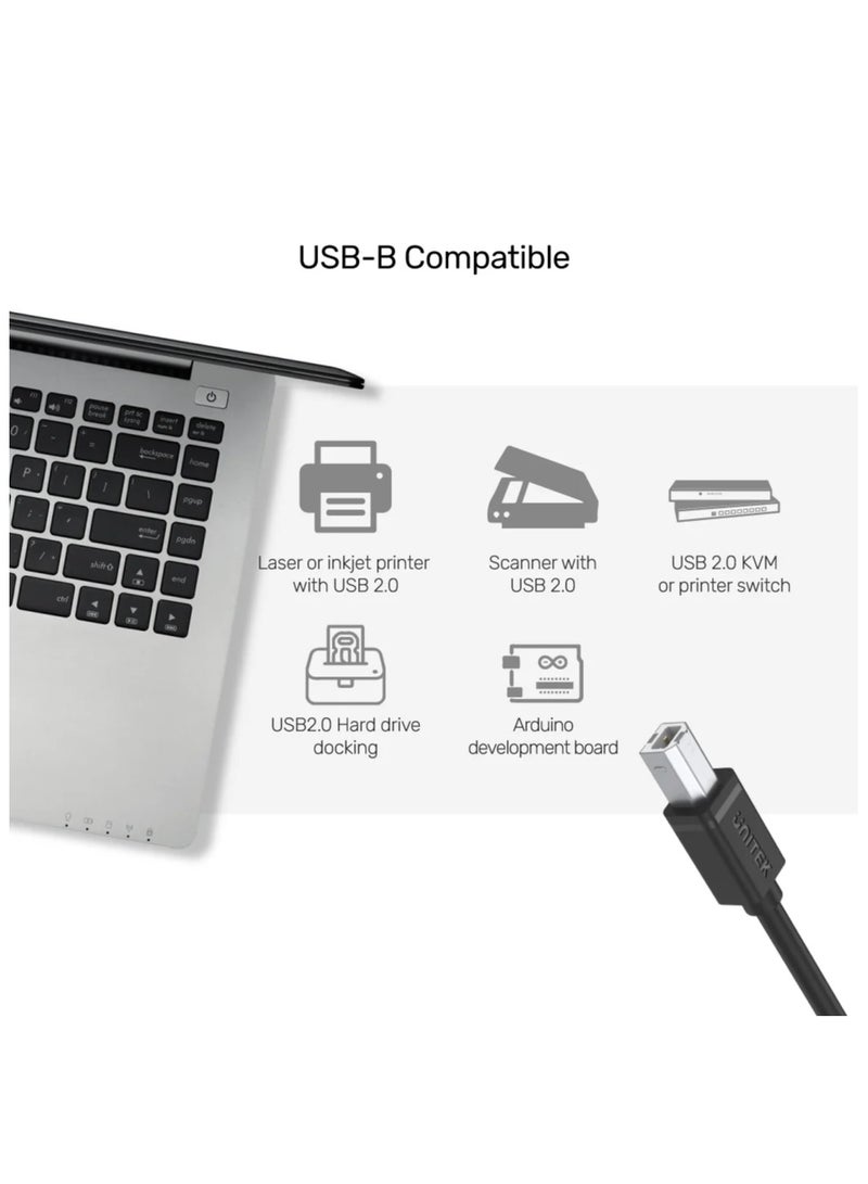 يوني تيك Unitek USB-A 2.0 to USB-B Cable Applicable to USB-B devices (e.g. Printer, Hard Drive Enclosure) - Image 2