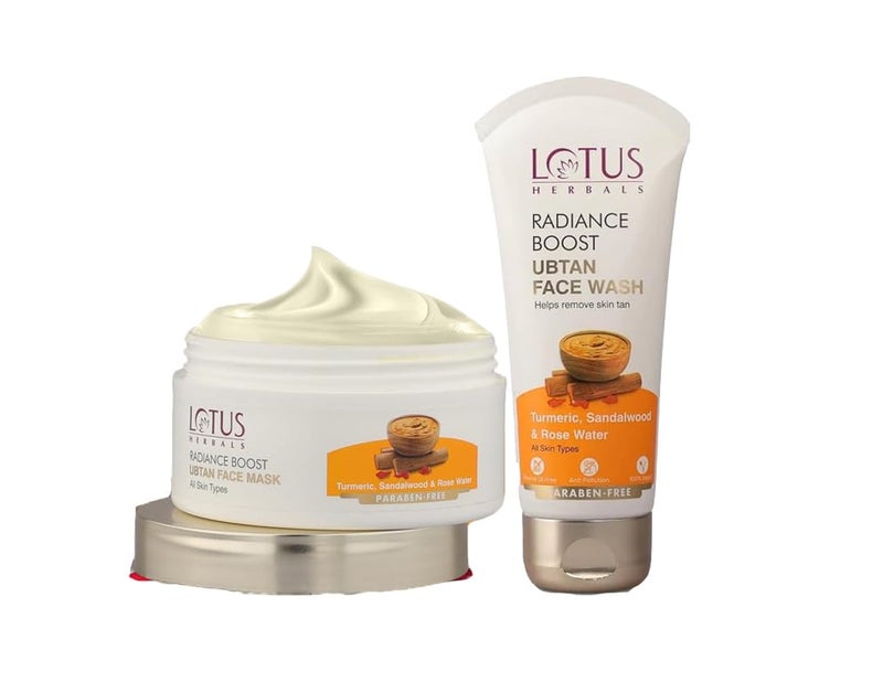 LOTUS HERBALS Lotus Herbals Radiance Boost Ubtan Face Mask 100g Face Wash 50g Set of 2  - Image 1