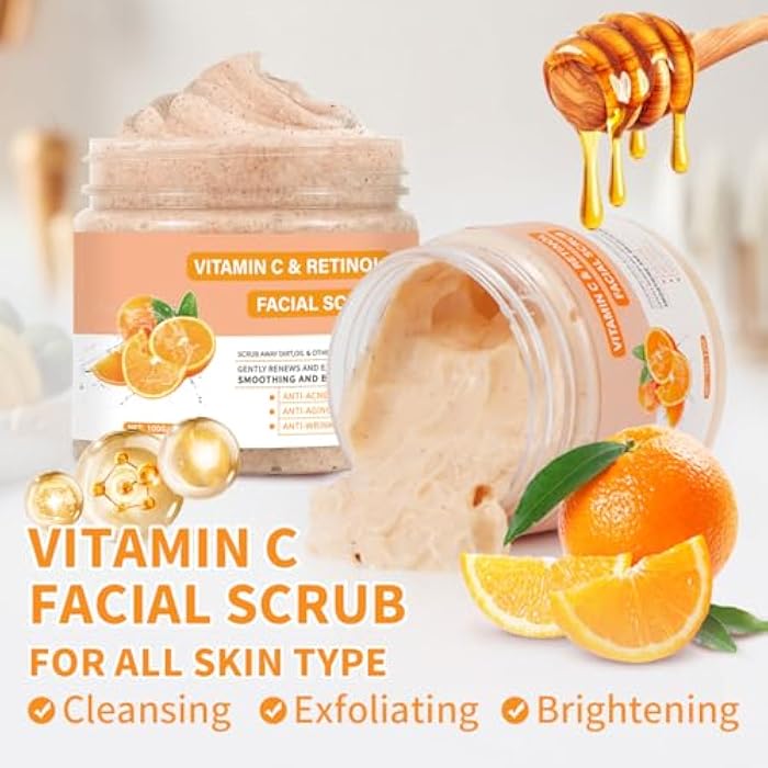 IREV Vitamin C Face Scrub, Exfoliating Facial Wash with Retinol, Facial Scrub,Facial Exfoliating Scrub, Facial Scrubs for Women,Deep Cleansing Face Wash Cleanser for Women Men - Image 3
