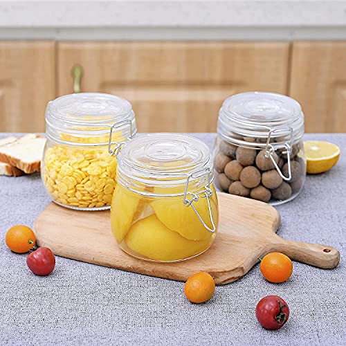 WRINGO 500ML Airtight Glass Canister with Lids Food Storage Jar square-Storage Container with Clear Preserving Seal Wire Clip Fastening for Kitchen Canning Cereal,Sugar,Beans,Spice set of (2) - Image 3