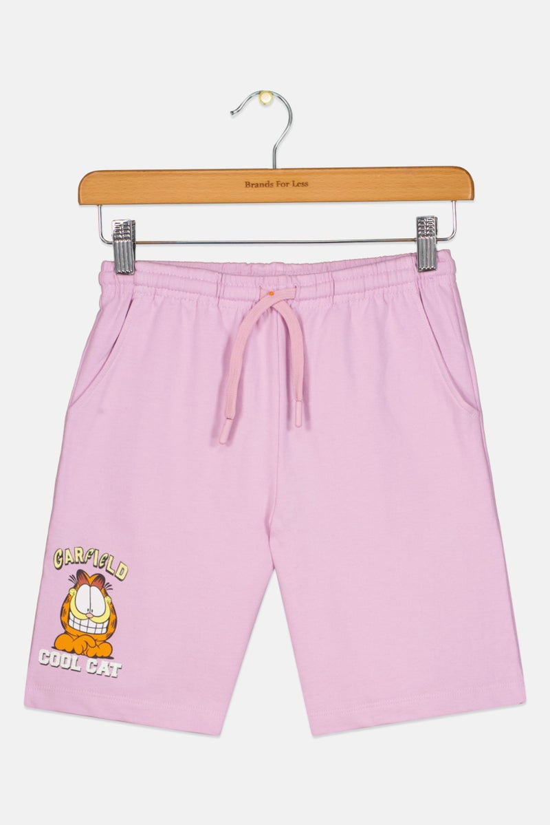 nickelodeon Kids Girl Garfield Basic Shorts, Lavender  - Image 1