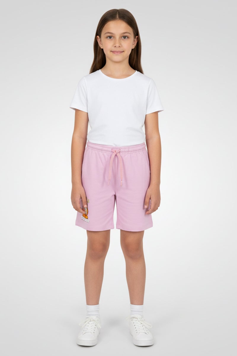 nickelodeon Kids Girl Garfield Basic Shorts, Lavender - Image 1