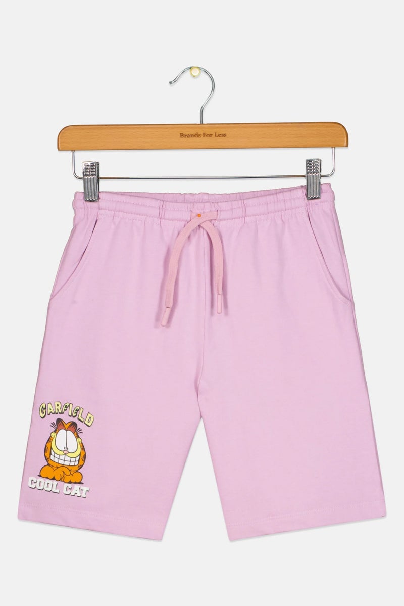 nickelodeon Kids Girl Garfield Basic Shorts, Lavender - Image 2