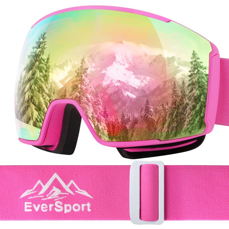 EverSport Ski Goggles for Men Women, Wide-view Snowboard Goggles, OTG Anti-Fog Snow Goggle with Interchangeable Lenses - Revo Coating Glasses, 100% UV Polarized Protection for Winter Sports, Adult - Image 1