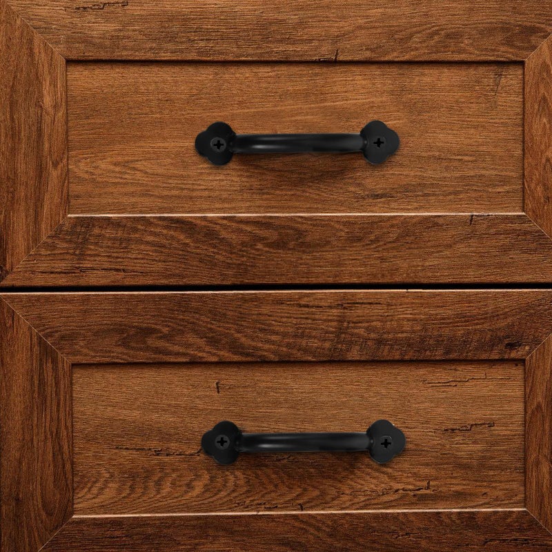 Vintage Black Metal Cabinet Drawer Pull Handles 3pcs With Mounting Screws - Image 5