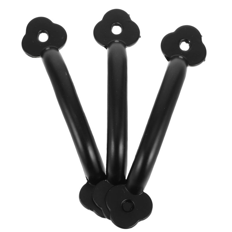 Vintage Black Metal Cabinet Drawer Pull Handles 3pcs With Mounting Screws - Image 2