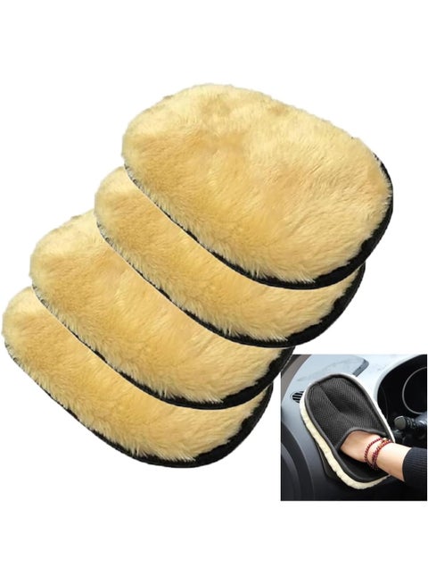 Car wash foam, car wash gloves, high-density scratch-resistant microfiber, soft car wash gloves for cleaning, car wash accessories, bear brushes, scratch-free polishing wax gloves (4 pieces).