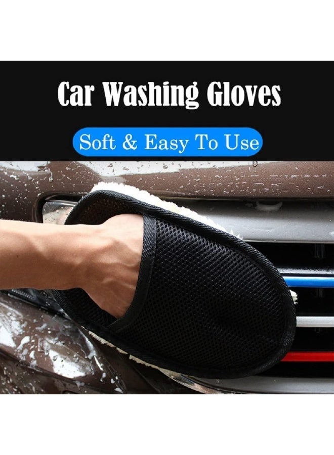Car wash foam, car wash gloves, high-density scratch-resistant microfiber, soft car wash gloves for cleaning, car wash accessories, bear brushes, scratch-free polishing wax gloves (4 pieces). - Image 5