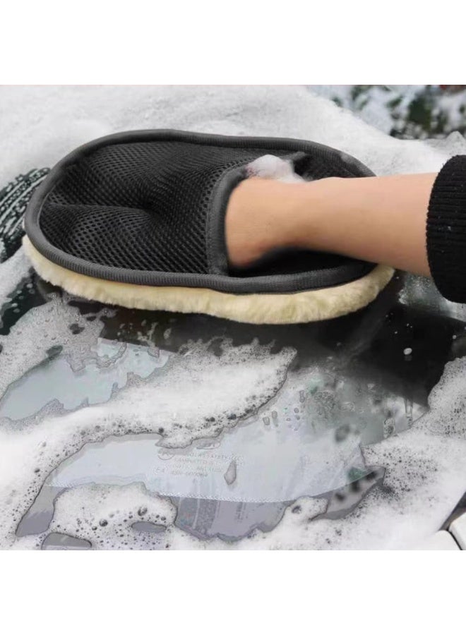 Car wash foam, car wash gloves, high-density scratch-resistant microfiber, soft car wash gloves for cleaning, car wash accessories, bear brushes, scratch-free polishing wax gloves (4 pieces). - Image 4