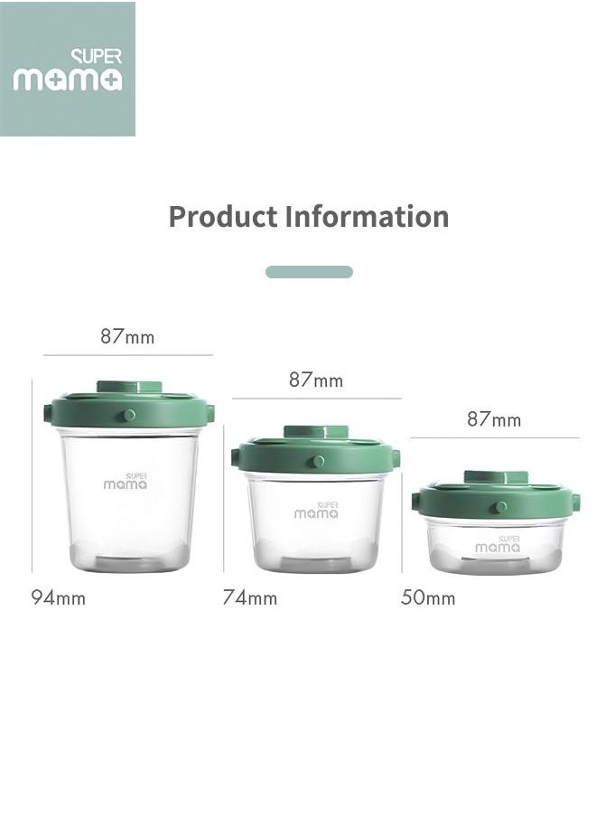 SUPERMAMA 3 PCS Plastic Baby Food Storage Boxes Airtight Leak-proof with Measurement Indication for Fruit, Purée, Yogurt  - Image 4