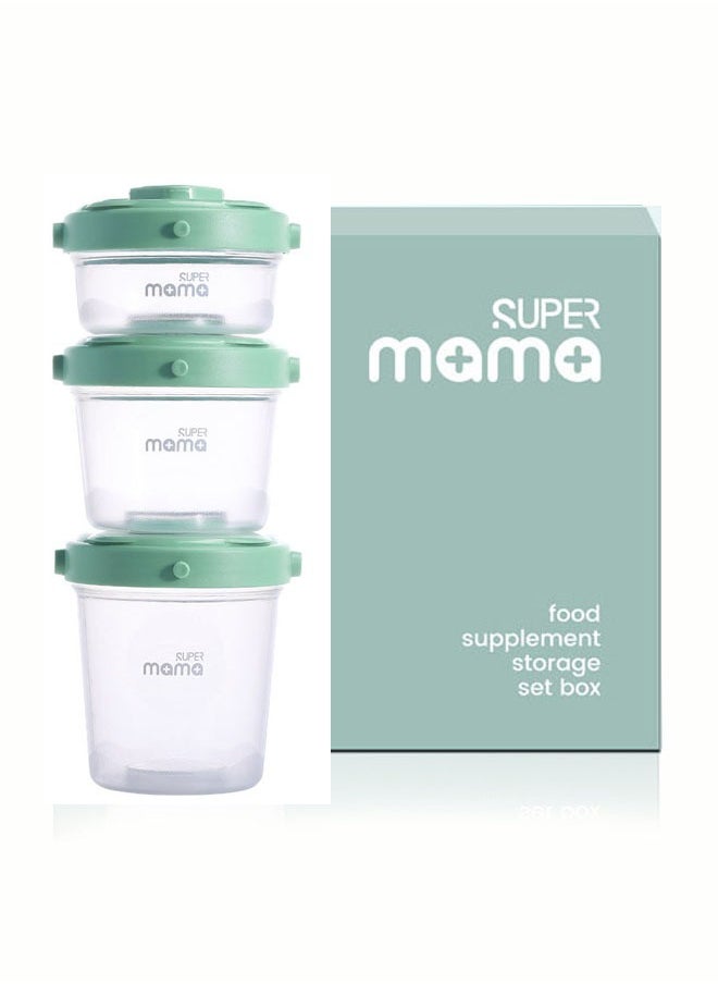 SUPERMAMA 3 PCS Plastic Baby Food Storage Boxes Airtight Leak-proof with Measurement Indication for Fruit, Purée, Yogurt  - Image 1
