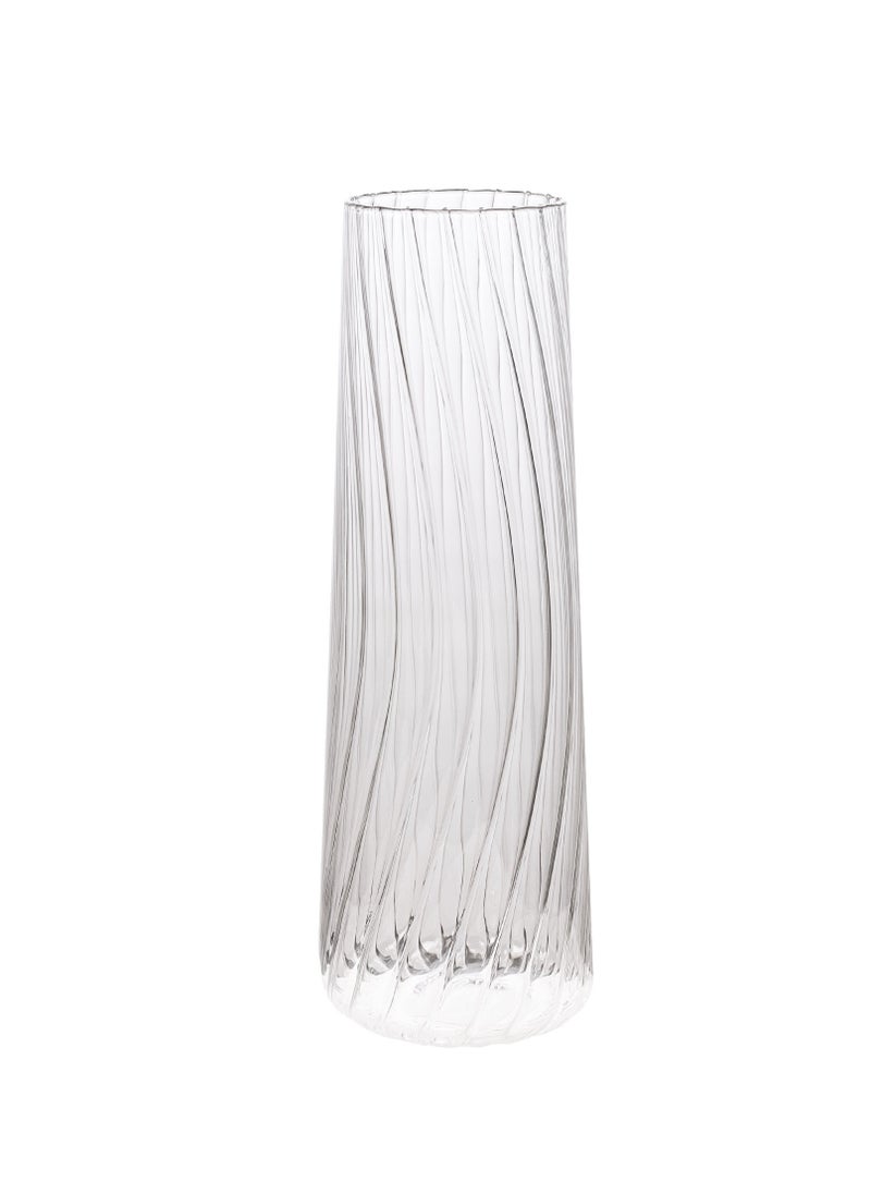 Gulf Flowers Gulf Flowers Glass Vase Cone Lines – Transparent, D8.5cm x H30cm Elegant Clear Tapered Vase for Floral Arrangements & Home Decor – Tall Decorative Glass Accent for Table or Shelf 