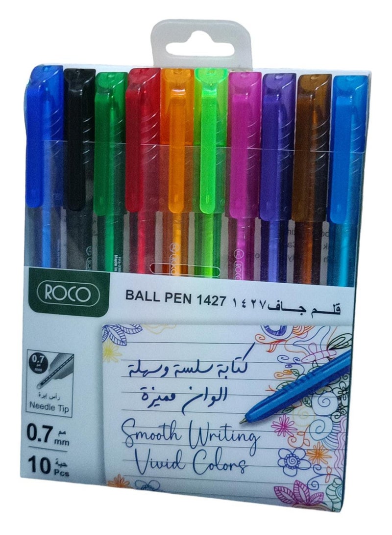 روكو أقلام حبر جاف سموث رايتينج من 10 قطع متعدد الألوان - Image 1
