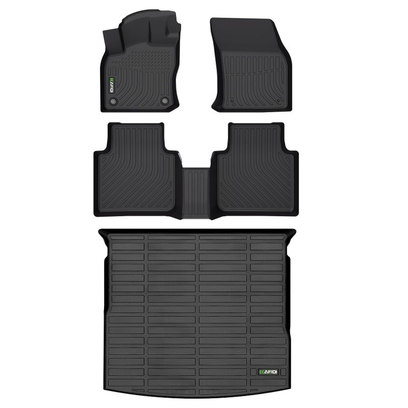 HAFIDI Floor Mats Cargo Liner Set Fit for 20182024 Volkswagen Tiguan All Weather Protection TPE AntiSlip Automotive Full Set Floor Liners Custom VW Tiguan Accessories Black