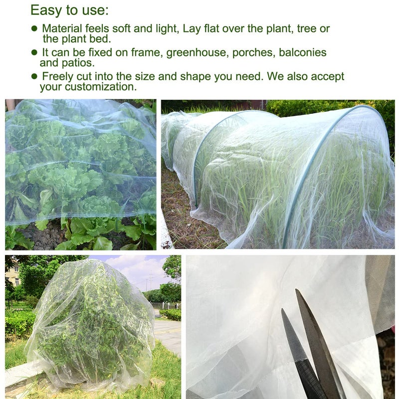 Gardeningwill 10x10Ft Mosquito Bug Insect Bird Fine Mesh Net Barrier Hunting Blind Garden Screen Netting for Protect Your Plant Fruits Flower - Image 3