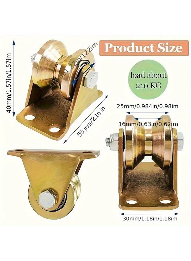 4pcs 32mm Heavy Duty Metal Guide Rail Wheels Double Bearings V Shaped Track Rollers - Image 3
