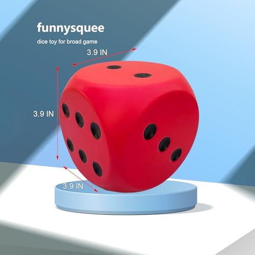 funnysquee 39 Inches Large Dice Stress Ball Toy PU Foam Dice Squishies Toys for Kids Board Game to Get Your Lucky Numbers Lucky Red - Image 5