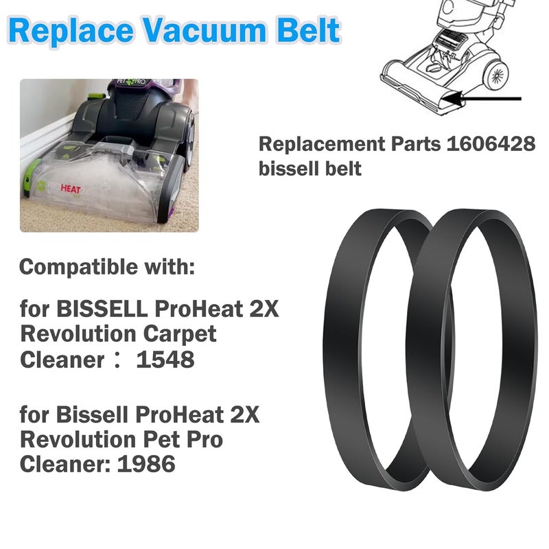 اي تي يو او اي 2 حزمة من أحزمة المكنسة الكهربائية البديلة لجهاز Bissell ProHeat 2X Revolution Pet Carpet Cleaner، أجزاء أحزمة المكنسة الكهربائية 1606428، تناسب الموديلات: 1986,1548,1548F,1550,1551,1964,2007,2007P - Image 2