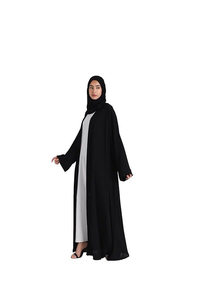 MHR Premium Full Length Open Abaya with inner slip dress, Hijab and Belt for women, Wide Sleeves, Modest and stylish Design in plain Breathable Nida fabric - Image 1
