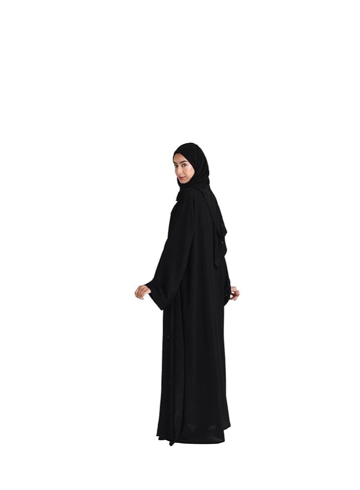 MHR Premium Full Length Open Abaya with inner slip dress, Hijab and Belt for women, Wide Sleeves, Modest and stylish Design in plain Breathable Nida fabric - Image 2
