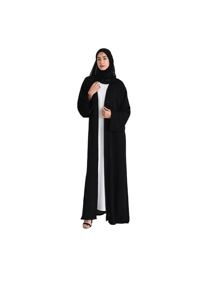 MHR Premium Full Length Open Abaya with inner slip dress, Hijab and Belt for women, Wide Sleeves, Modest and stylish Design in plain Breathable Nida fabric - Image 3