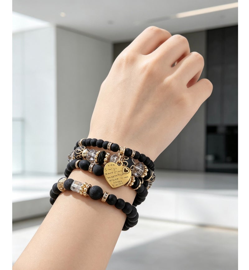 JAYATO 4 pcs set - Ancient Style Wooden Bead String Bracelet - Luxurious and High-end Handcrafted Bracelet - Fashionably Simple and Elegant Jewelry Accessory - Image 2