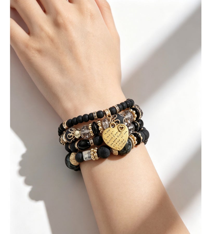 JAYATO 4 pcs set - Ancient Style Wooden Bead String Bracelet - Luxurious and High-end Handcrafted Bracelet - Fashionably Simple and Elegant Jewelry Accessory - Image 4