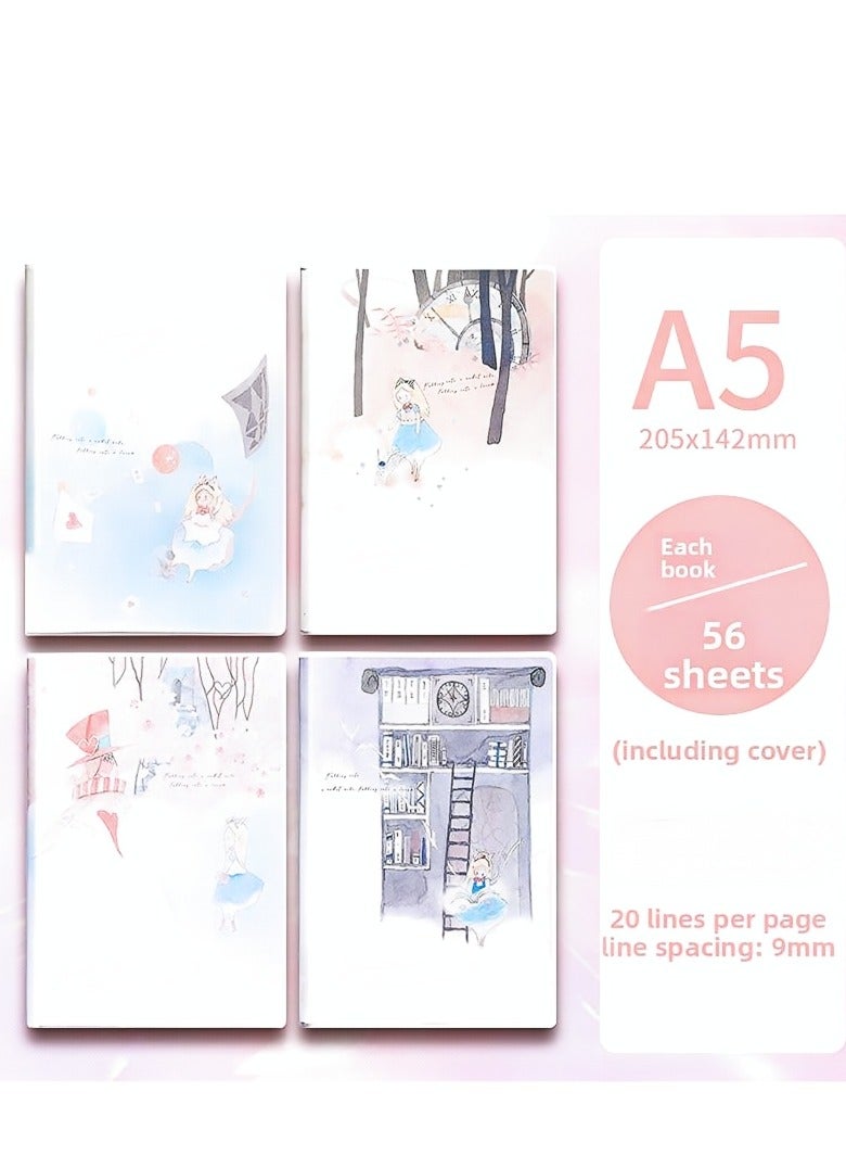 4 دفاتر ملاحظات مقاس A5 بغلاف مرن - 56 ورقة / 112 صفحة لكل دفتر - ورق مسطر - للمدرسة والجامعة والمكتب - Image 1
