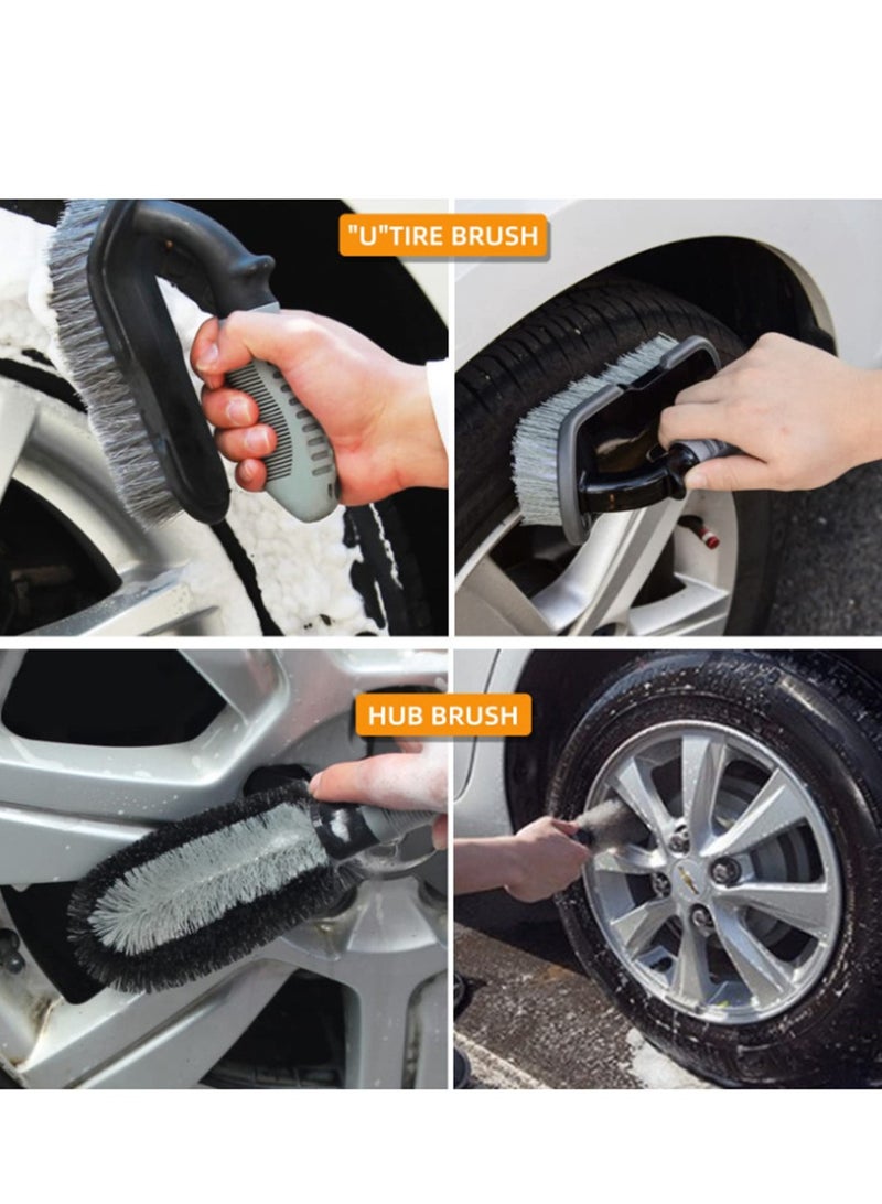 Generic Car wash tool brush Car wash brush 9-piece set Car tire brush Wheel hub brush Dense car wash glove brush set  - Image 4