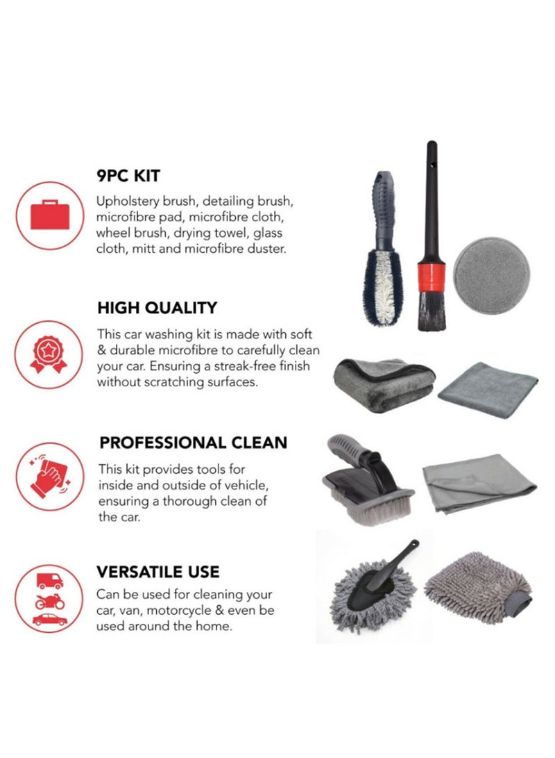 Generic Car wash tool brush Car wash brush 9-piece set Car tire brush Wheel hub brush Dense car wash glove brush set  - Image 3