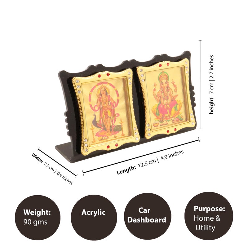 Spillbox Acrylic Photo Car Dahboard Accessories| Car Dashboard Idol|Showpiece for Home Office Figurine Religious Pooja Gift Living Room Decoration Home Décor- Acrylic Double (Murugan Ganesh) - Image 2