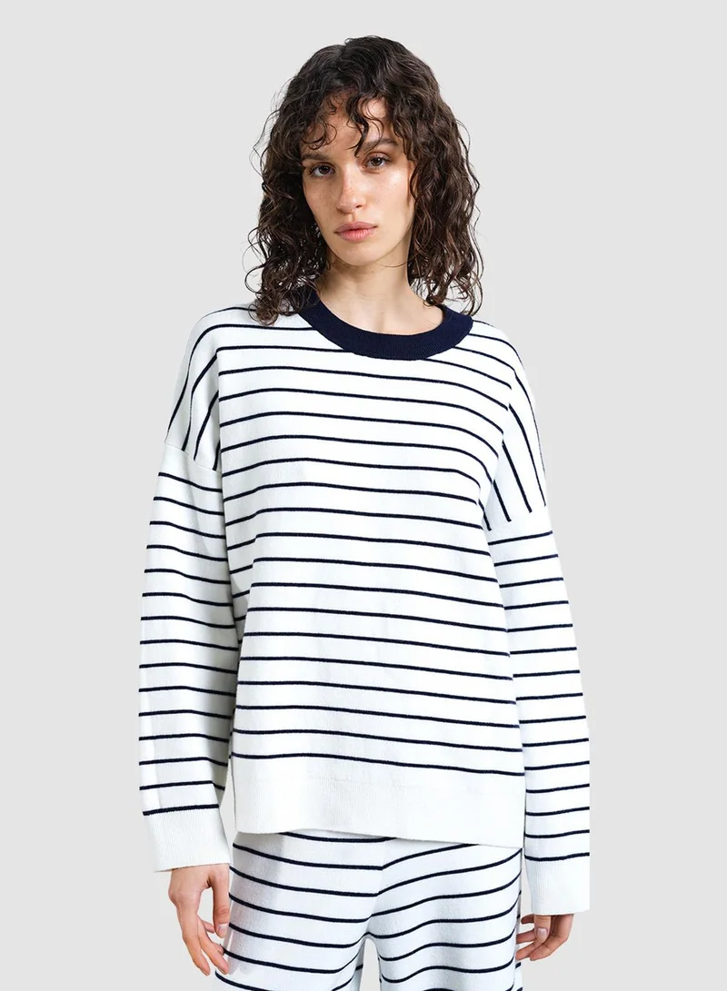 French Connection Marley Knit Striped Crew Neck