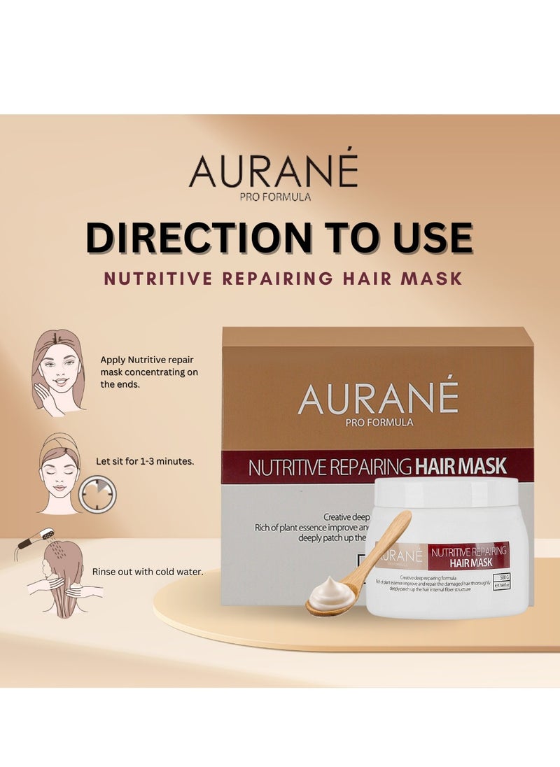 AURANE Nutritive Repair Hair Mask, Hydrates, Repairs Damage & Adds Shine For Dry & Damaged Hair Medium to Thick Hair Types 17.64 Fl. Oz.  - Image 3
