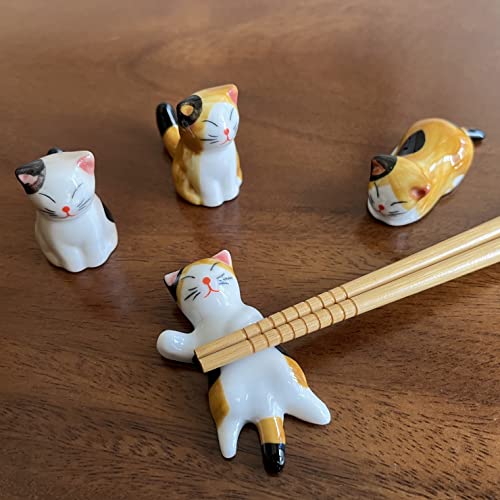 MIUFA Ceramic Cute Cat Chopsticks Rest Dinner Spoon Stand Knife Fork Holder (Set of 6PCS) - Image 4
