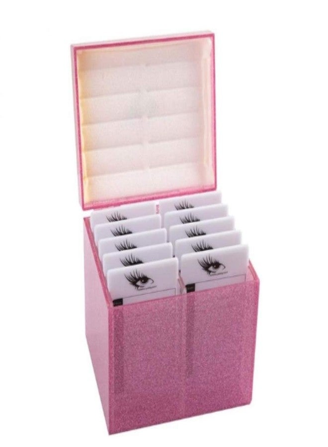 Sisiter 10 Layers Acrylic Eyelash Storage Box,Eyelash Holder Extension Tool,Makeup Organizer False Eyelashes Glue Pallet Holder, Grafting Eye lashes Close-Packed Display with 10 Pallets (pink) - Image 1