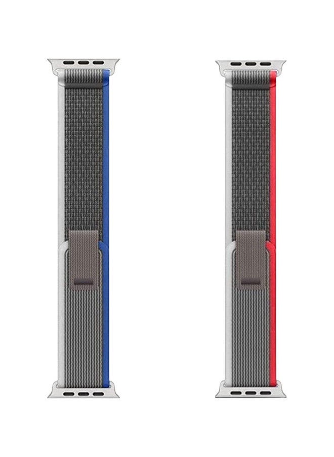 YOMNA (Pack of 2)YOMNA Trail Loop Compatible with Apple Watch Band 49/45/44/42mm, Nylon Weave Sport Loop Men Women Adjustable Pull Tab Strap for Apple Watch Ultra iWatch All Series-(Red/Blue)  - Image 4