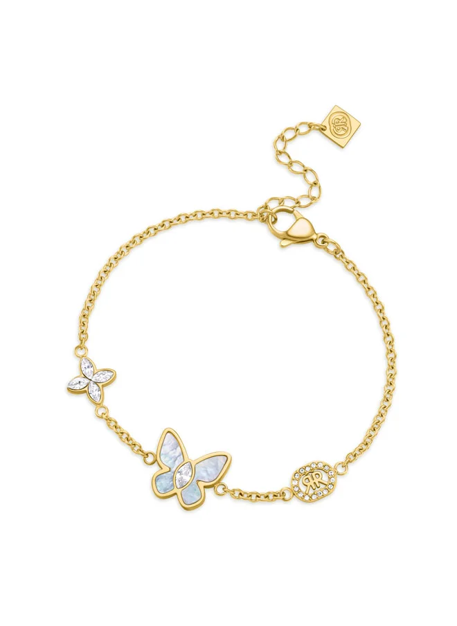 CERRUTI 1881 Cerruti 1881 Mariposa Butterfly Bracelet – Blue Mother of Pearl & Crystal Accents – Gold Details Symbolizing Freedom & Femininity