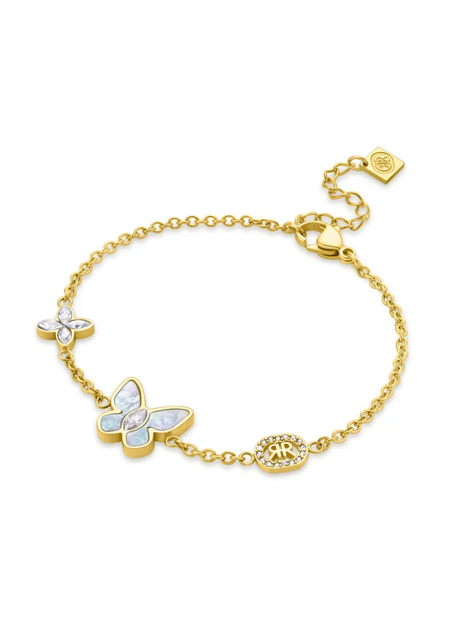 CERRUTI 1881 Cerruti 1881 Mariposa Butterfly Bracelet – Blue Mother of Pearl & Crystal Accents – Gold Details Symbolizing Freedom & Femininity