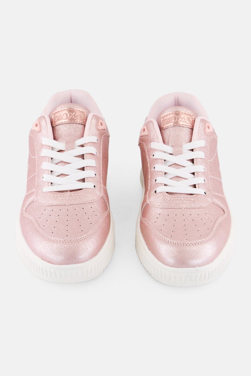 XOXO Women Brand Logo Lace Up Casual Shoes, Pink - Image 3