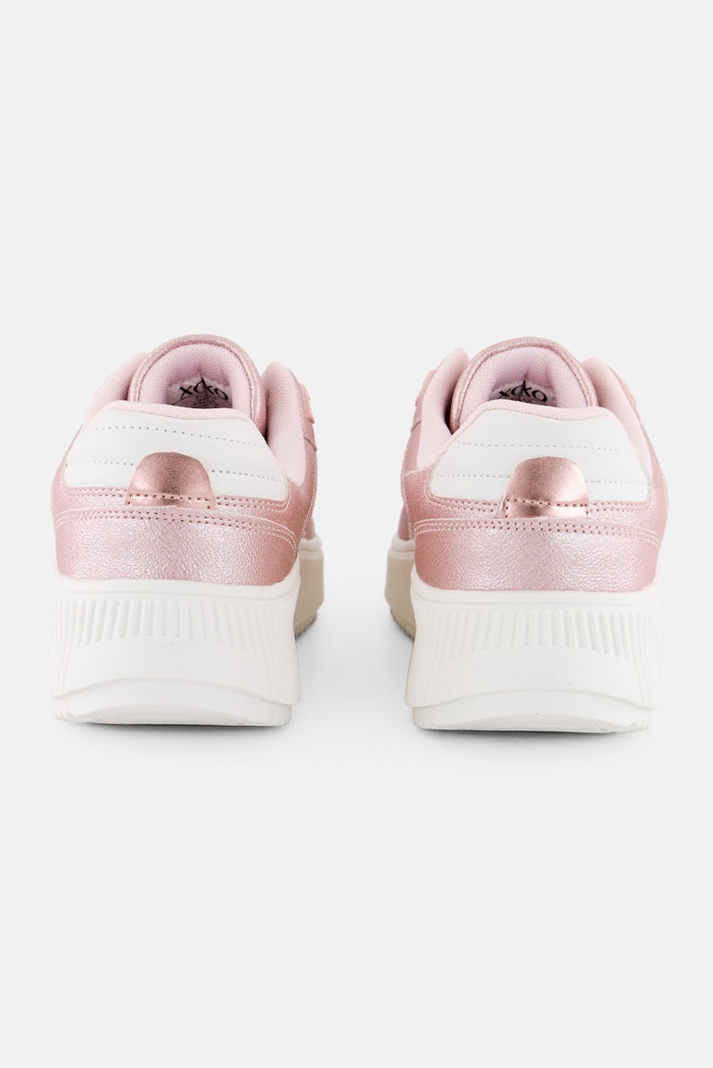 XOXO Women Brand Logo Lace Up Casual Shoes, Pink - Image 4