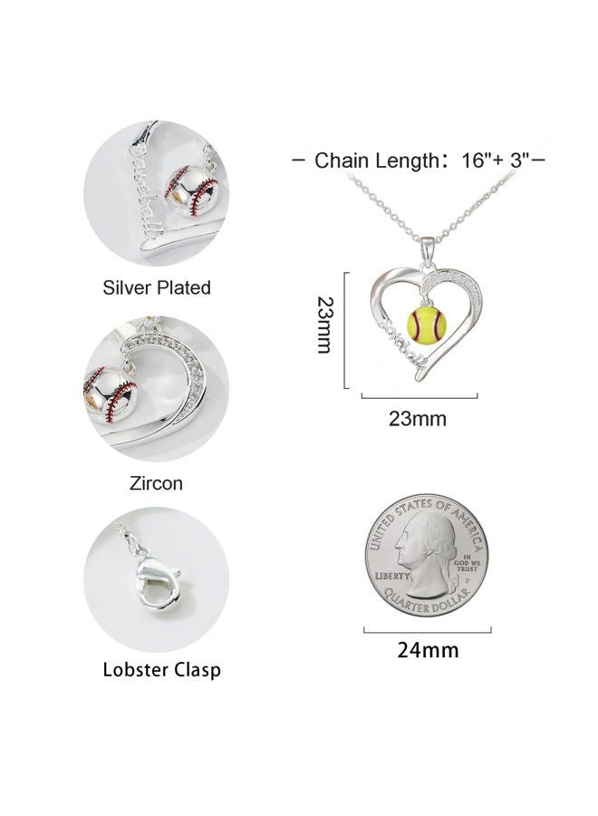 Lydow Volleyball/Softball/Basketball/Baseball Necklace Gifts for Girls, Sport Accessories Birthday Christmas Jewelry for Her 16+3 Inches, Silver Necklace, Copper, No Gemstone - Image 3