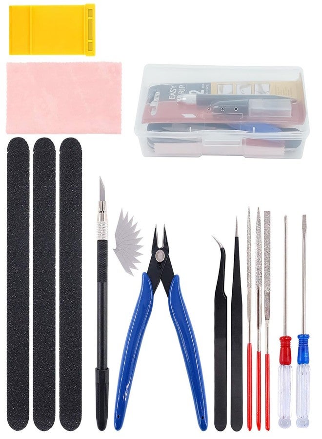 Serplex® Assembly Model Tool Kit Assembling Model Tools Repair Kit with Tool Box Polishing Tools Screwdivers, Utility Gundam Tool Kit for Car Models, Aircraft, Basic Model Building, Set of 15Pcs - Image 1