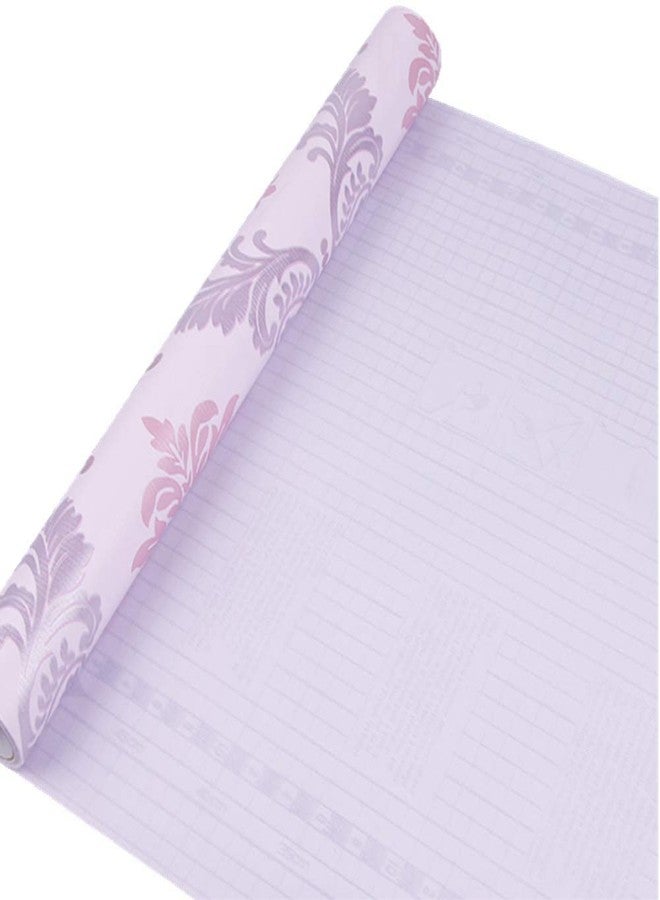 Teemall 17.7x118 Inch Self Adhesive Purple Damask Removable Shelf Liner Cabinet Sticker - Image 3