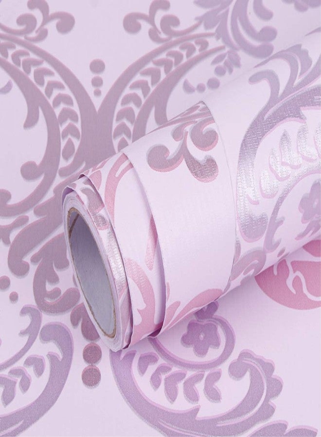 Teemall 17.7x118 Inch Self Adhesive Purple Damask Removable Shelf Liner Cabinet Sticker - Image 5