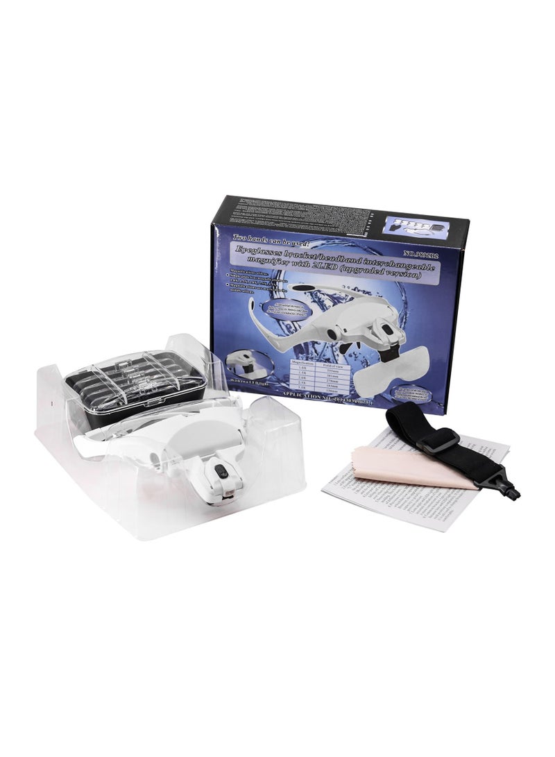 3D Headband 2 LED Magnifier 1x 1.5x 2x 2.5x 3.5x Lens Interchangeable Head Eye Magnifying Glasses  - Image 3