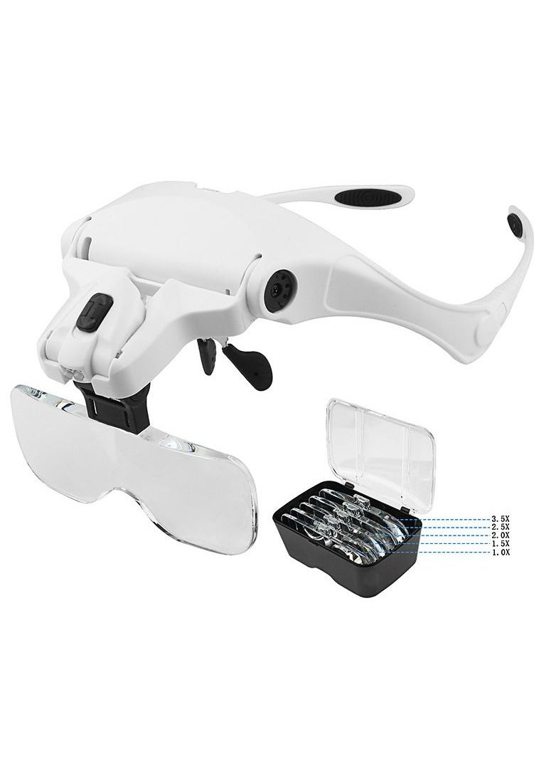 3D Headband 2 LED Magnifier 1x 1.5x 2x 2.5x 3.5x Lens Interchangeable Head Eye Magnifying Glasses  - Image 2
