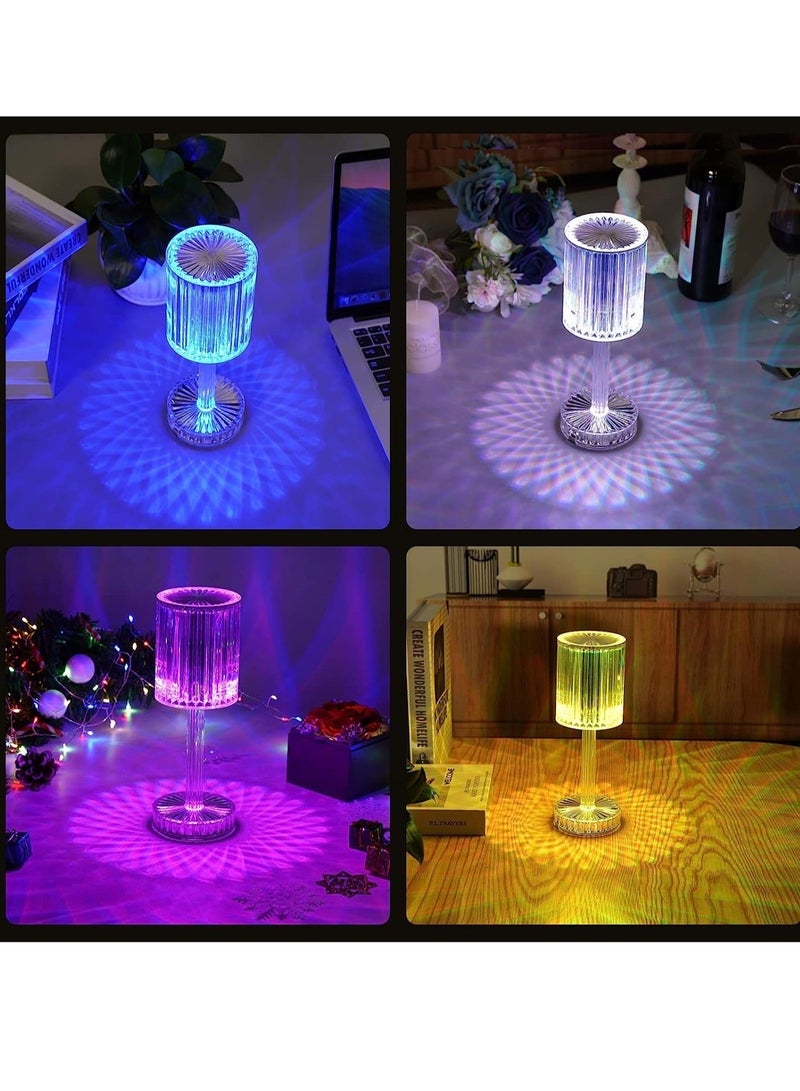 راكسوم مصباح كريستال، 16 لون متغير RGB يعمل باللمس، مصباح طاولة ماسي قابل لإعادة الشحن لغرفة النوم وغرفة المعيشة، أضواء إبداعية لتزيين حفلات العشاء - Image 4