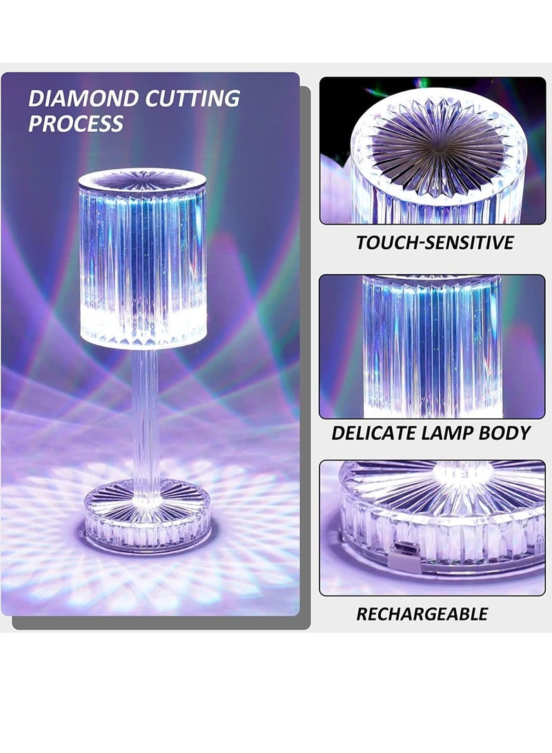 راكسوم مصباح كريستال، 16 لون متغير RGB يعمل باللمس، مصباح طاولة ماسي قابل لإعادة الشحن لغرفة النوم وغرفة المعيشة، أضواء إبداعية لتزيين حفلات العشاء - Image 3