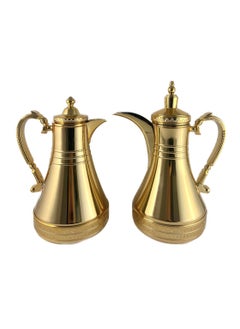 Homemaker 2-Piece Tea & Coffee Flask - 0.75 Liter & 1 Liter Capacity - Glass Inner - Steel Body - Gold  - Image 1